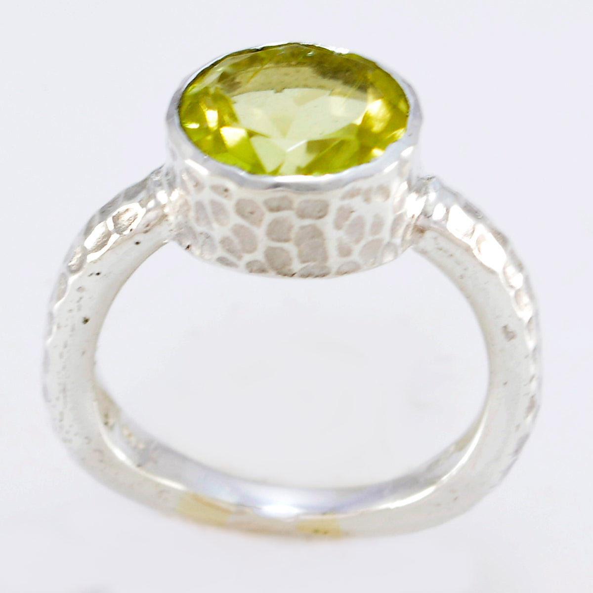 Lemon Quartz Solitaire Moroccan Silver Yellow Gemstones Classic Trendy Ring Jewelry
