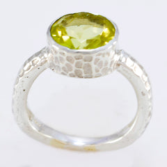 Lemon Quartz Solitaire Moroccan Silver Yellow Gemstones Classic Trendy Ring Jewelry
