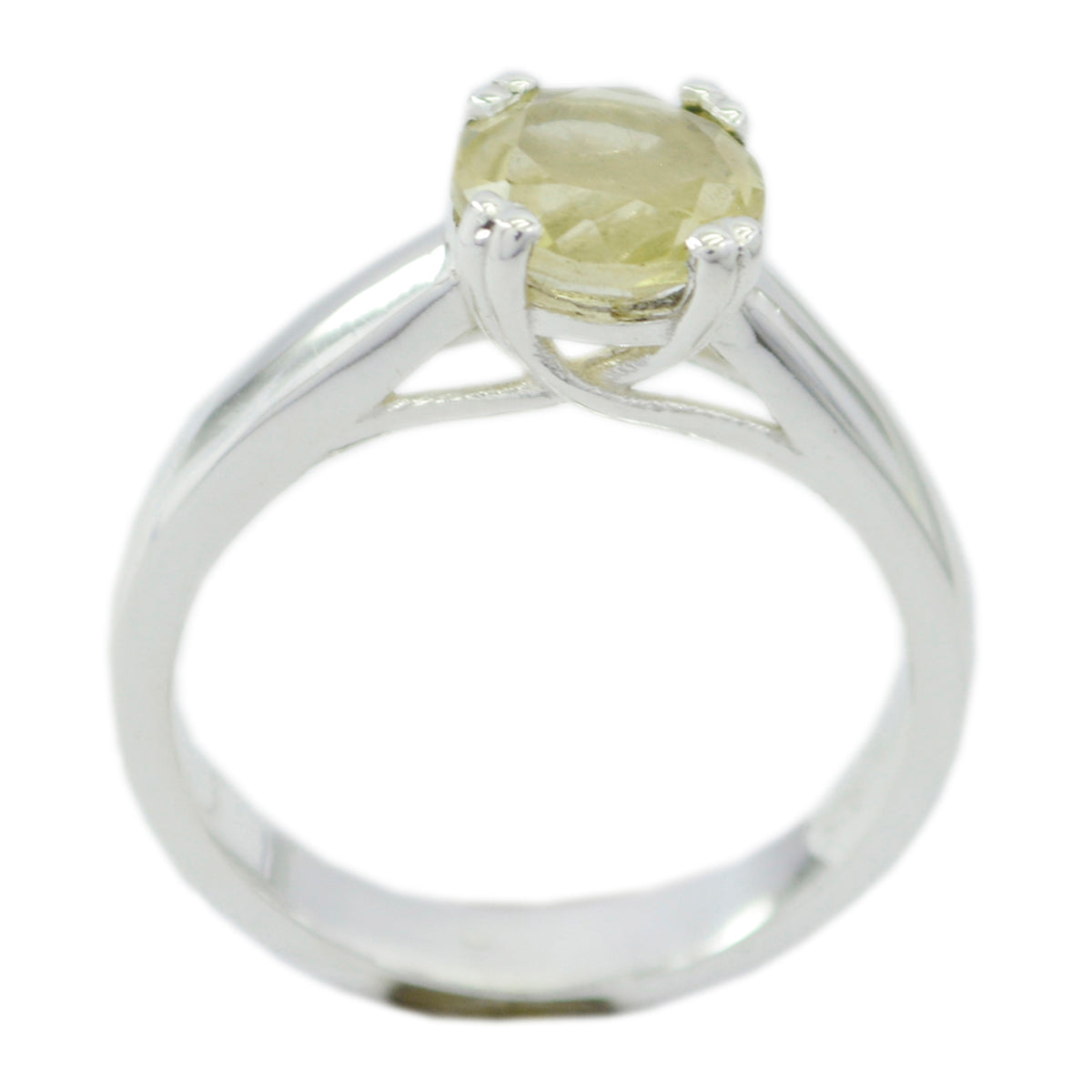 Lemon Quartz Solitaire African 925 Silver Yellow Gemstones Tiny Romantic Ring Jewelry