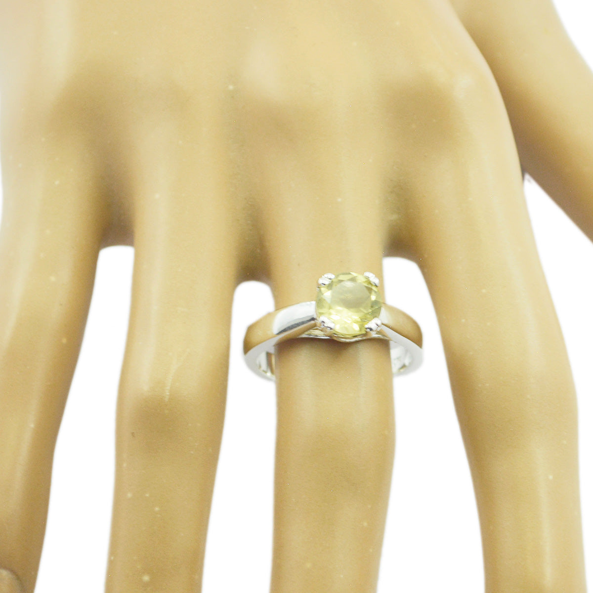 Lemon Quartz Solitaire African 925 Silver Yellow Gemstones Tiny Romantic Ring Jewelry