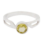 Lemon Quartz Solitaire Japanese Sterling Silver Yellow Gems Whisper thin Feminine Ring Jewellery