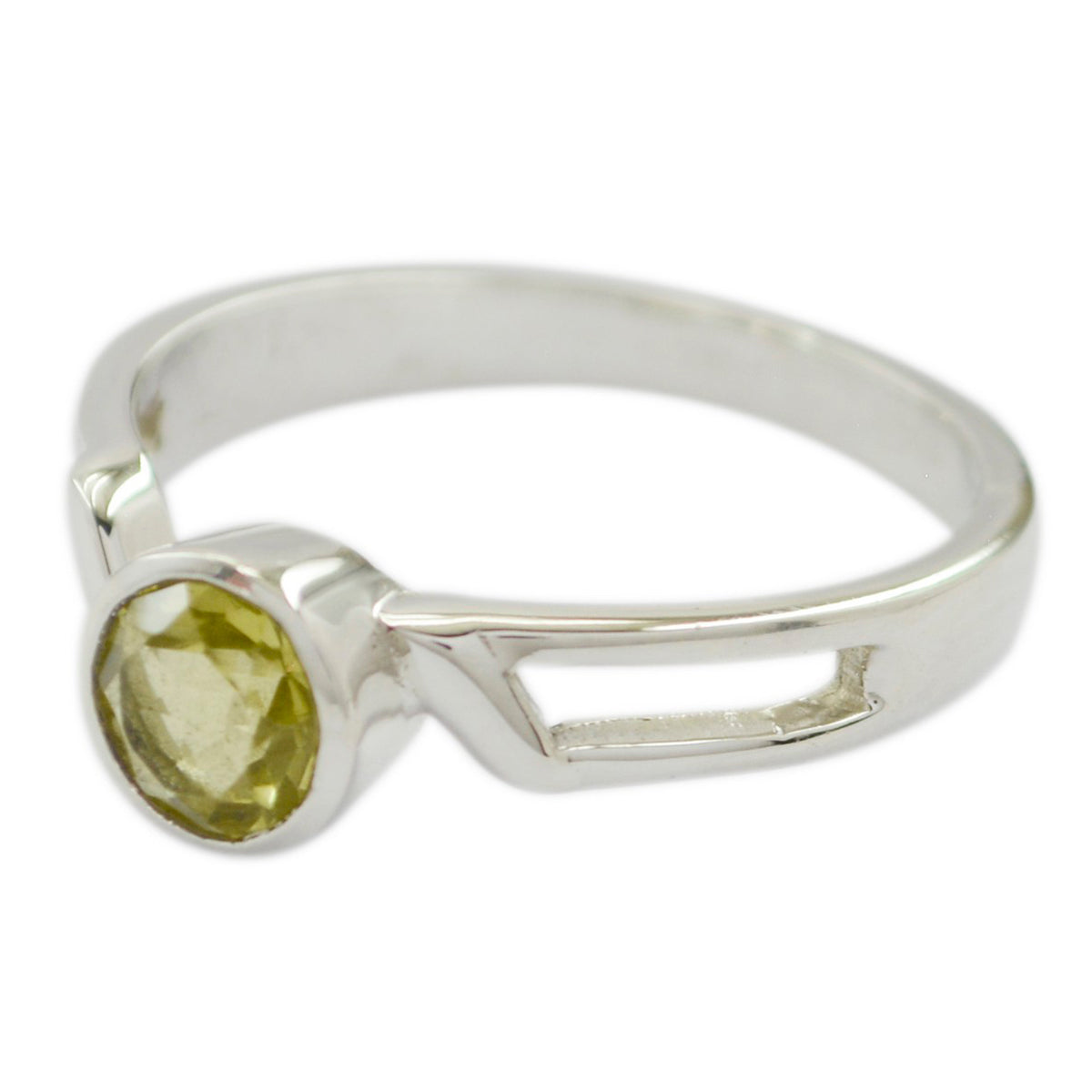 Lemon Quartz Solitaire Japanese Sterling Silver Yellow Gems Whisper thin Feminine Ring Jewellery
