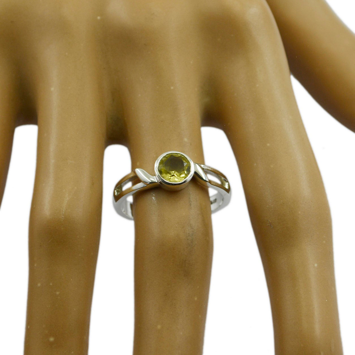 Lemon Quartz Solitaire Japanese Sterling Silver Yellow Gems Whisper thin Feminine Ring Jewellery