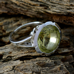 Lemon Quartz Solitaire German 925 Silver Yellow Gems Edgy Sophisticated Ring Jewelry