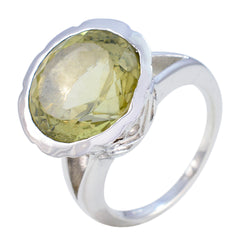 Lemon Quartz Solitaire German 925 Silver Yellow Gems Edgy Sophisticated Ring Jewelry