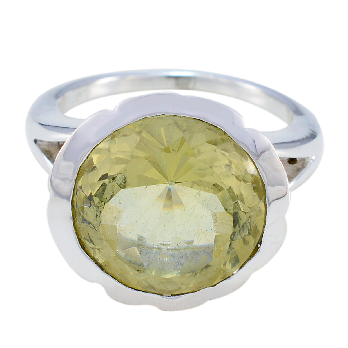 Lemon Quartz Solitaire German 925 Silver Yellow Gems Edgy Sophisticated Ring Jewelry