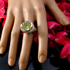 Lemon Quartz Solitaire Italian 92.5 Silver Yellow Gemstones Statement Filigree Ring Jewelry
