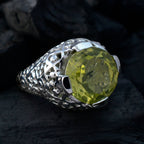 Lemon Quartz Solitaire Italian 92.5 Silver Yellow Gemstones Statement Filigree Ring Jewelry