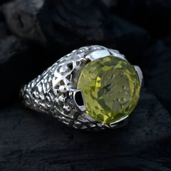 Lemon Quartz Solitaire Italian 92.5 Silver Yellow Gemstones Statement Filigree Ring Jewelry