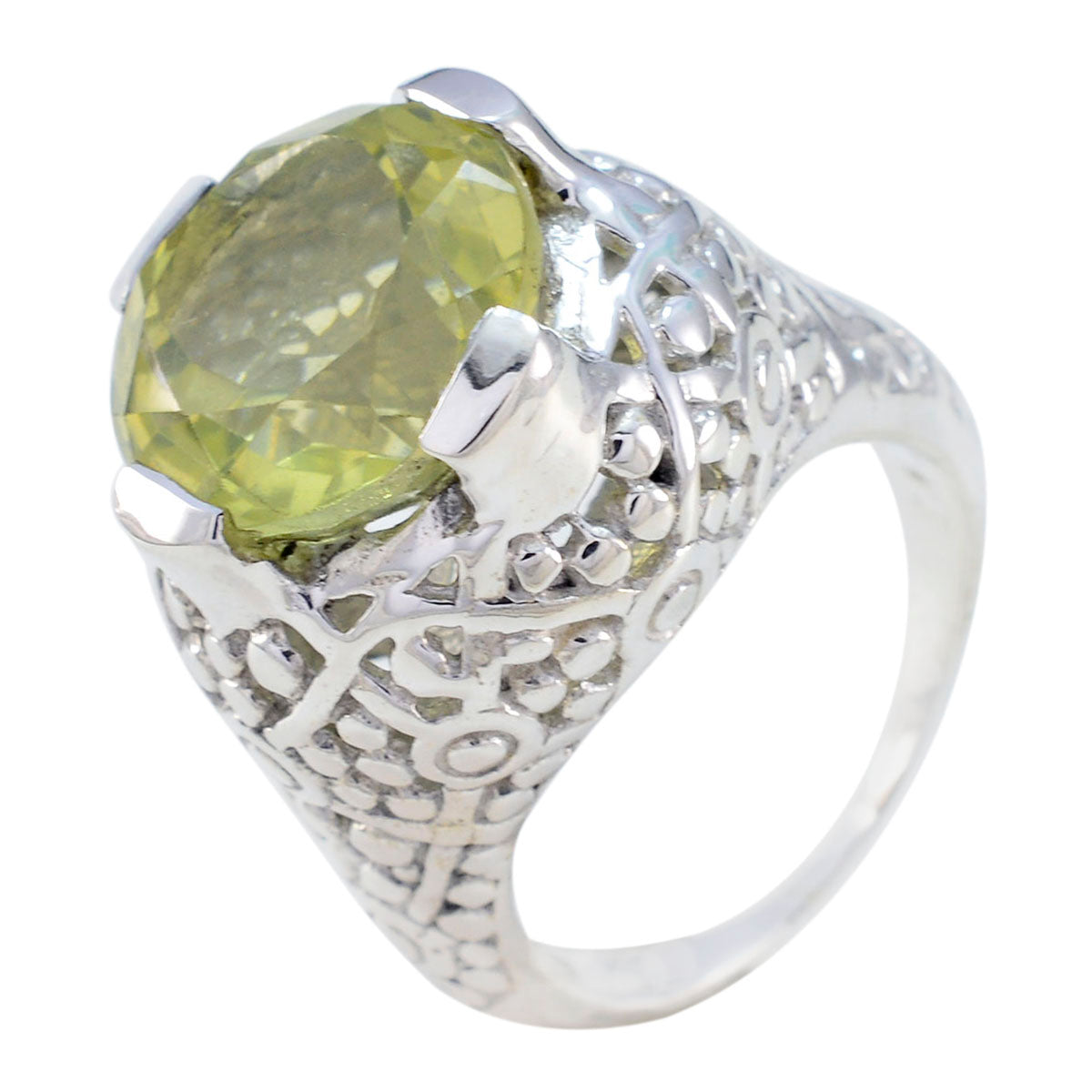 Zitronenquarz Solitär Italienischer 92,5 Silber Gelbe Edelsteine Statement Filigran Ring Schmuck Hauptbild