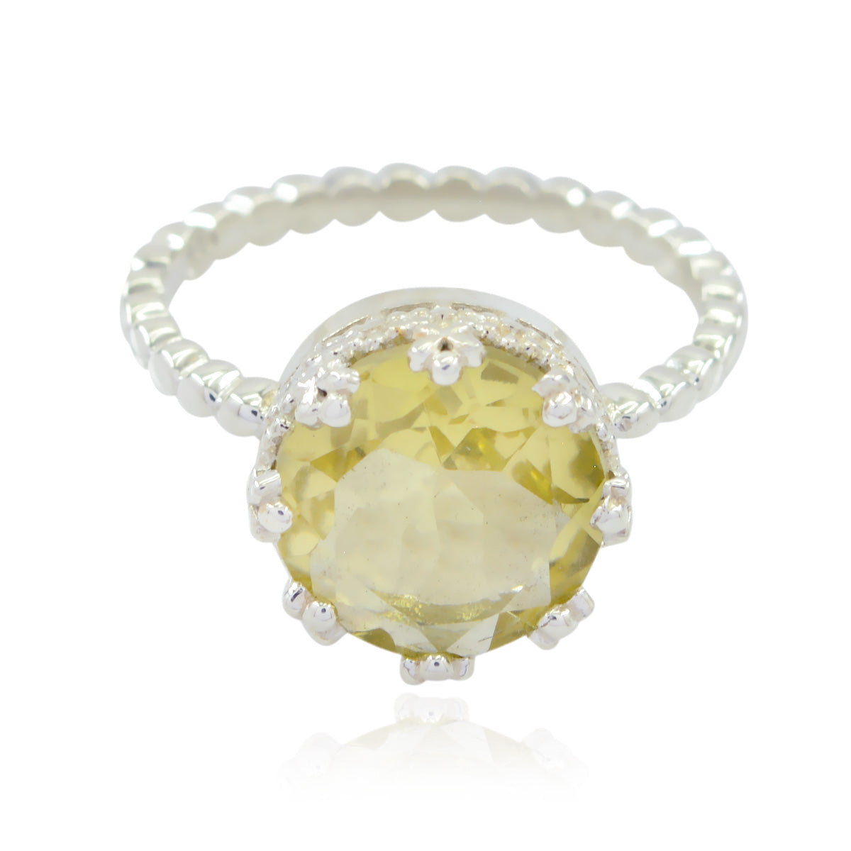 Lemon Quartz Solitaire Russian Sterling Silver Yellow Gemstone Slim Sophisticated Ring Jewellery