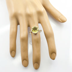 Lemon Quartz Solitaire Russian Sterling Silver Yellow Gemstone Slim Sophisticated Ring Jewellery