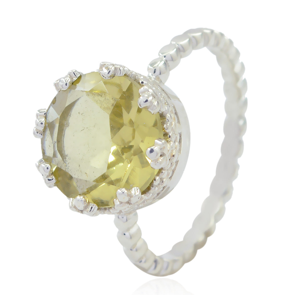 Lemon Quartz Solitaire Russian Sterling Silver Yellow Gemstone Slim Sophisticated Ring Jewellery