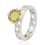 Lemon Quartz Solitaire Australian 925 Silver Yellow Gemstones Slim Filigree Ring Jewellery