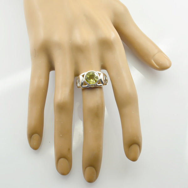 Lemon Quartz Solitaire Italian 925 Sterling Silver Yellow Gems Minimal Filigree Ring Jewelry