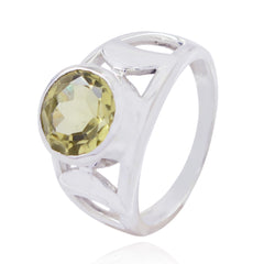 Lemon Quartz Solitaire Italian 925 Sterling Silver Yellow Gems Minimal Filigree Ring Jewelry