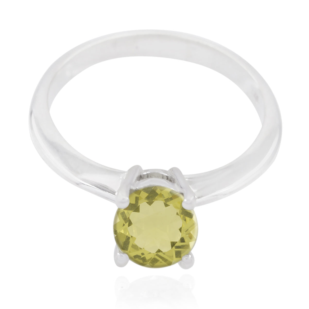 Lemon Quartz Solitaire American 925 Sterling Silver Yellow Gemstones Whisper thin Sophisticated Ring Jewelry