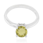 Lemon Quartz Solitaire American 925 Sterling Silver Yellow Gemstones Whisper thin Sophisticated Ring Jewelry