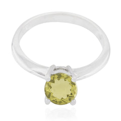 Lemon Quartz Solitaire American 925 Sterling Silver Yellow Gemstones Whisper thin Sophisticated Ring Jewelry