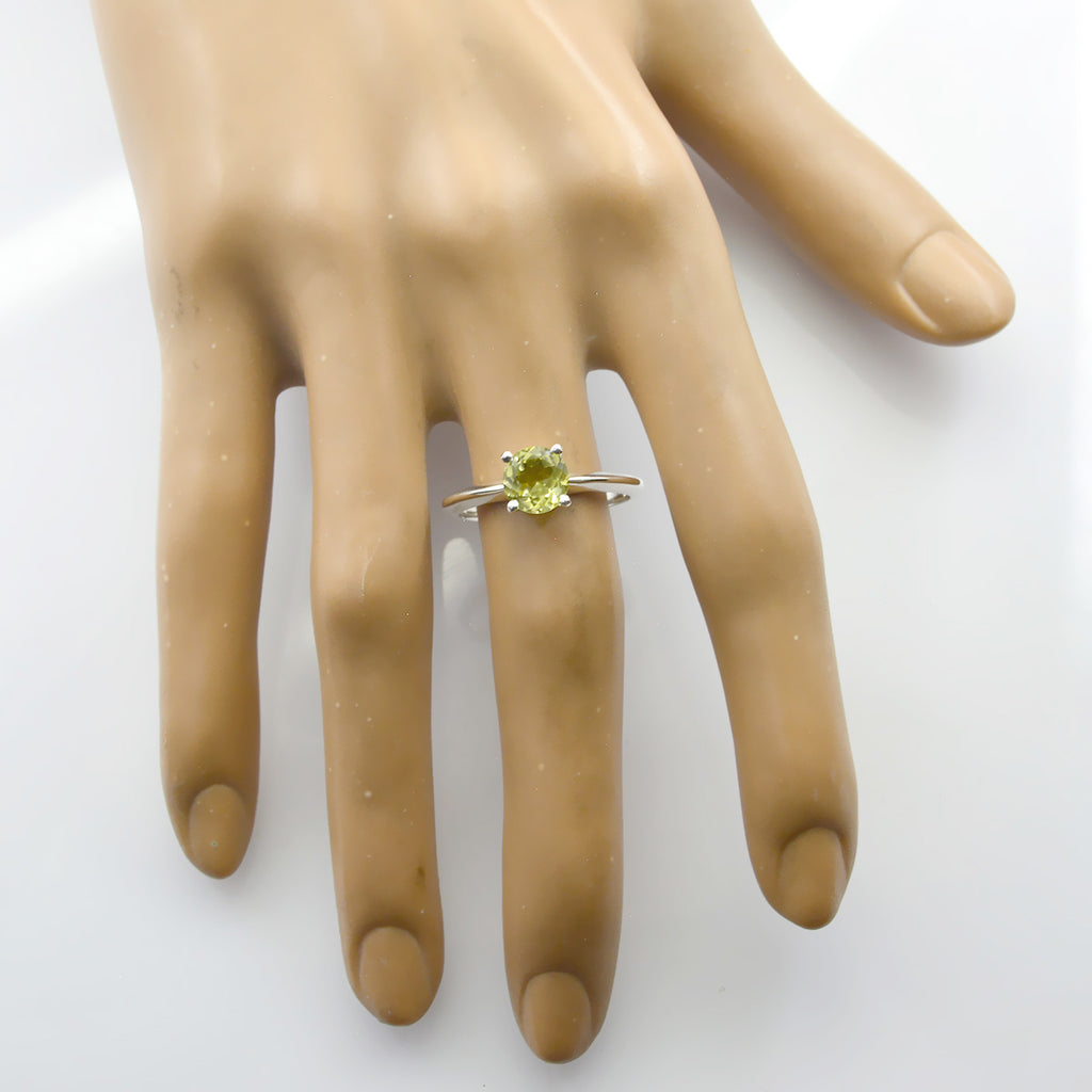 Lemon Quartz Solitaire American 925 Sterling Silver Yellow Gemstones Whisper thin Sophisticated Ring Jewelry