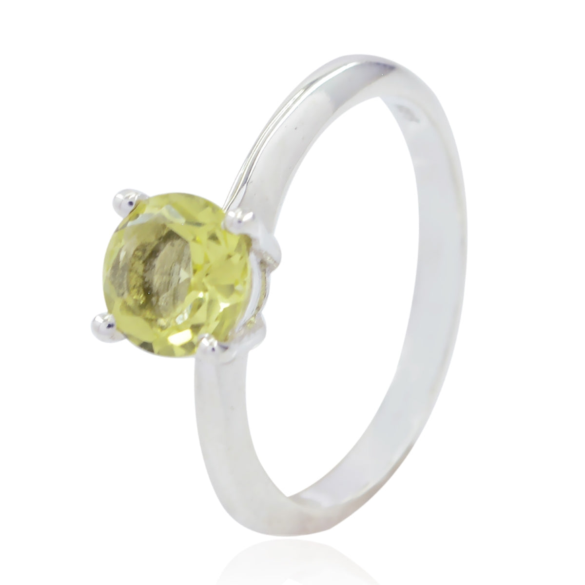 Lemon Quartz Solitaire American 925 Sterling Silver Yellow Gemstones Whisper thin Sophisticated Ring Jewelry