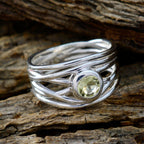 Lemon Quartz Solitaire Middle Eastern 925 Sterling Silver Yellow Gemstone Eye catching Rope Wire Band Jewelry