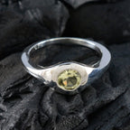 Lemon Quartz Solitaire German 925 Silver Yellow Gemstone Featherlight Contemporary Ring Jewellery