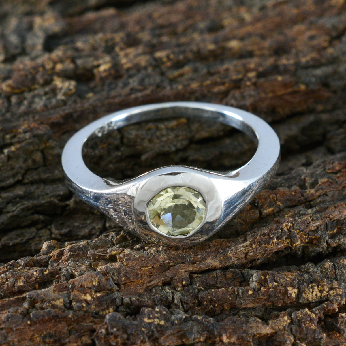 Lemon Quartz Solitaire German 925 Silver Yellow Gemstone Featherlight Contemporary Ring Jewellery
