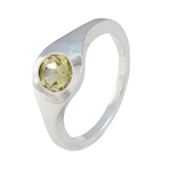 Lemon Quartz Solitaire German 925 Silver Yellow Gemstone Featherlight Contemporary Ring Jewellery