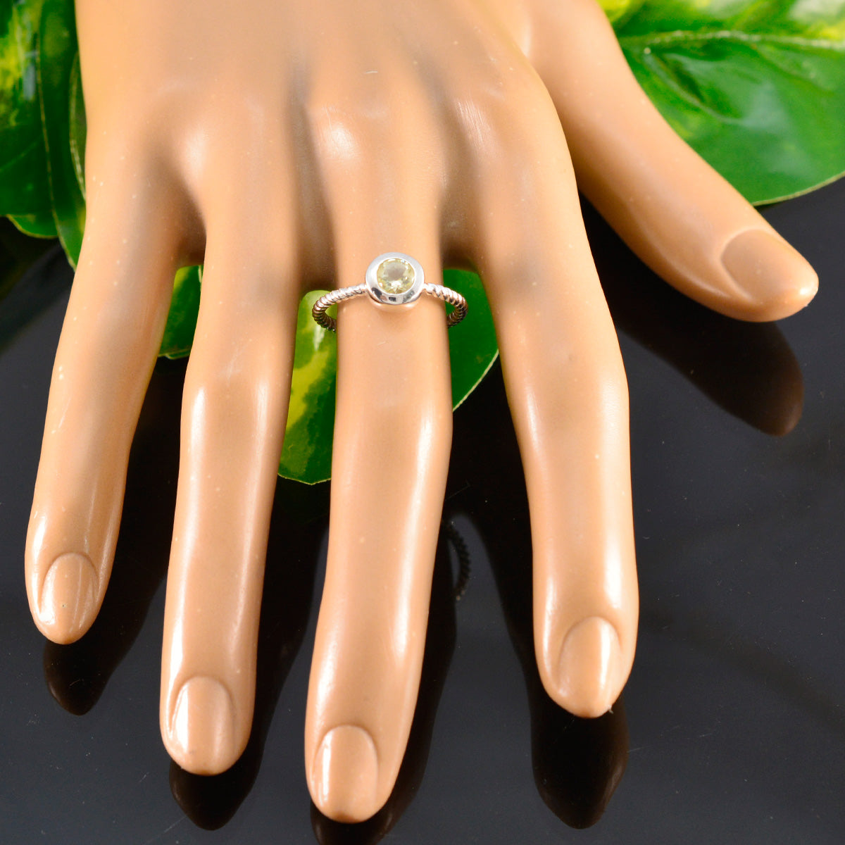 Lemon Quartz Solitaire Korean Silver Yellow Gemstone Delicate Fairytale Ring Jewellery