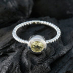 Lemon Quartz Solitaire Korean Silver Yellow Gemstone Delicate Fairytale Ring Jewellery