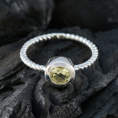 Lemon Quartz Solitaire Korean Silver Yellow Gemstone Delicate Fairytale Ring Jewellery