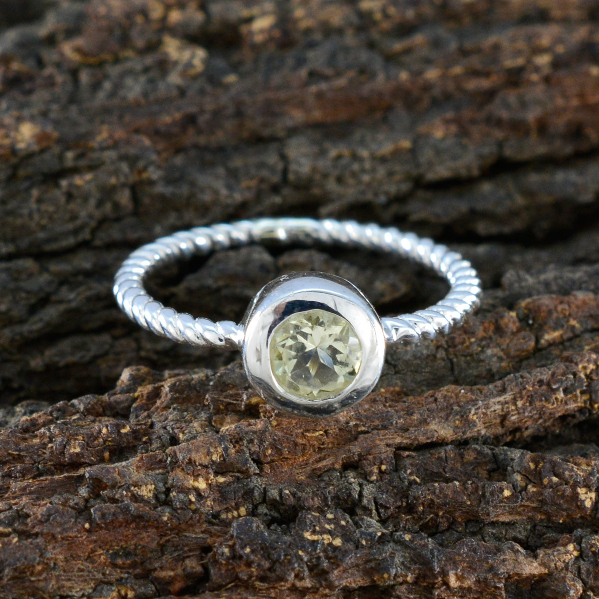 Lemon Quartz Solitaire Korean Silver Yellow Gemstone Delicate Fairytale Ring Jewellery