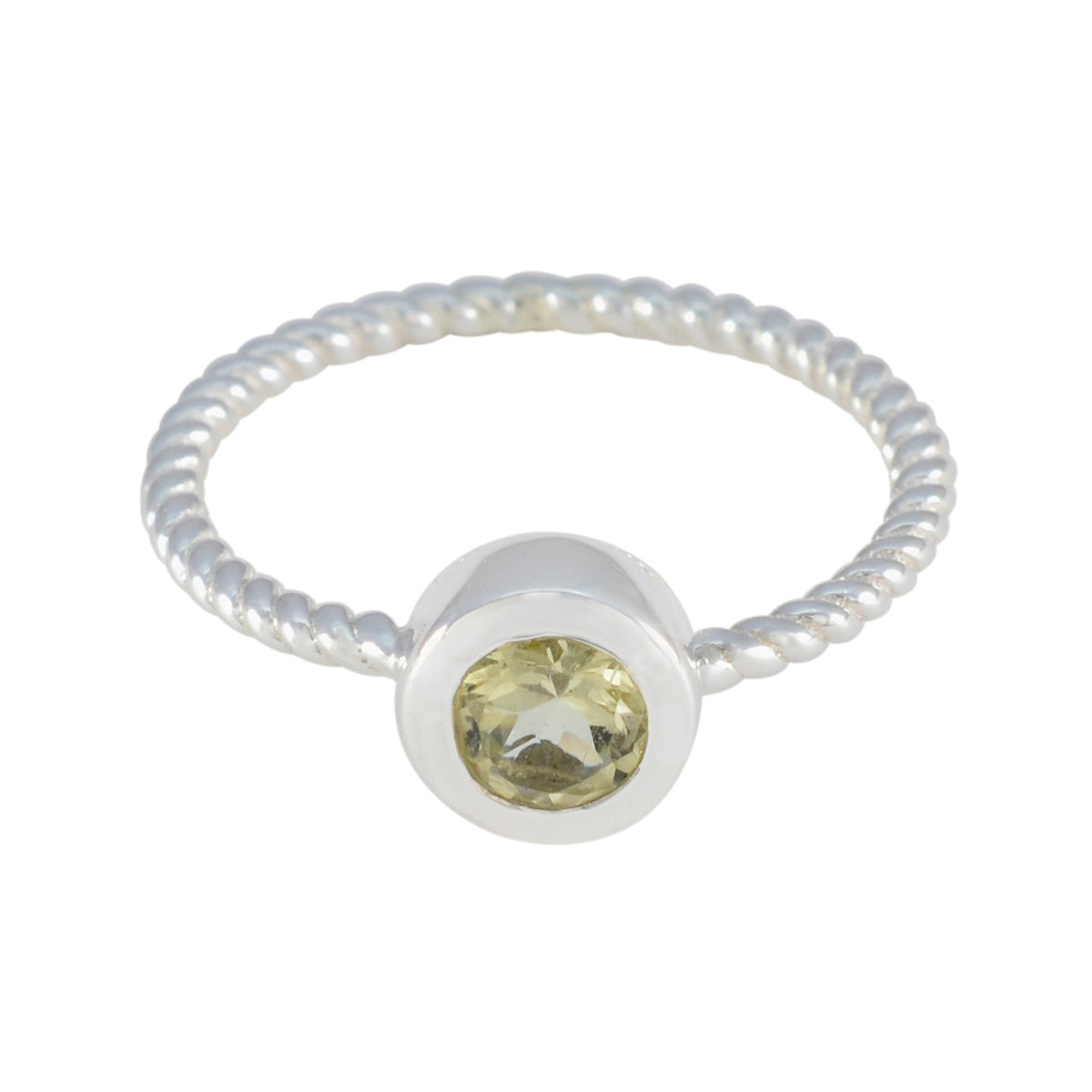 Lemon Quartz Solitaire Korean Silver Yellow Gemstone Delicate Fairytale Ring Jewellery Huvudsaklig produktbild