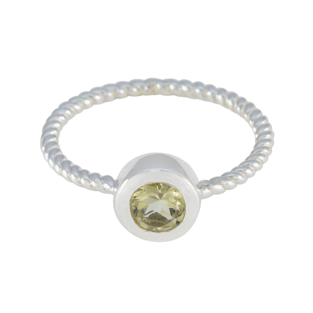 Lemon Quartz Solitaire Korean Silver Yellow Gemstone Delicate Fairytale Ring Jewellery