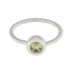 Lemon Quartz Solitaire Korean Silver Yellow Gemstone Delicate Fairytale Ring Jewellery