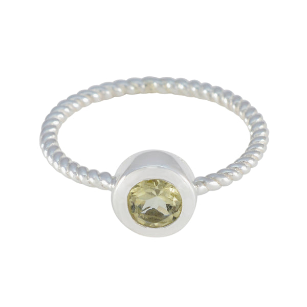Lemon Quartz Solitaire Korean Silver Yellow Gemstone Delicate Fairytale Ring Jewellery