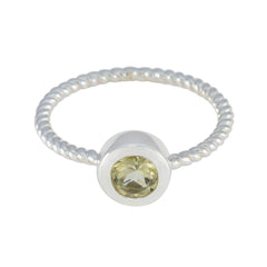 Lemon Quartz Solitaire Korean Silver Yellow Gemstone Delicate Fairytale Ring Jewellery