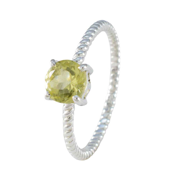 Lemon Quartz Solitaire Turkish 925 Sterling Silver Yellow Gems Delicate Twist Ring Jewellery