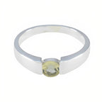 Lemon Quartz Solitaire French Silver Yellow Gemstones Slim Modern Ring Jewellery