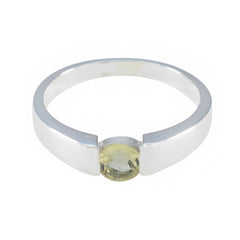 Zitronenquarz Solitär Französisch Silber Gelb Edelsteine Schlank Modern Ring Schmuck