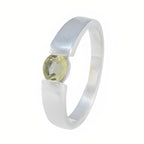 Lemon Quartz Solitaire French Silver Yellow Gemstones Slim Modern Ring Jewellery