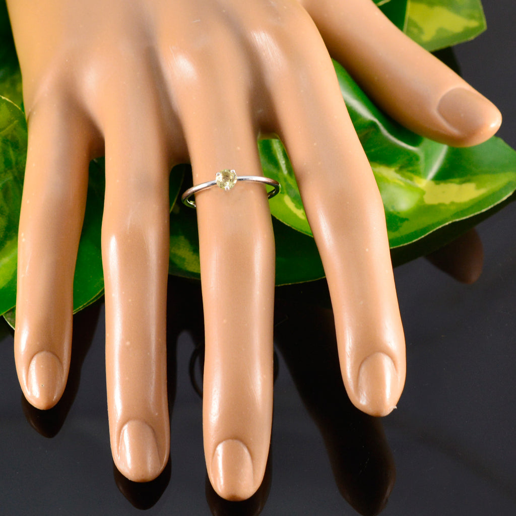 Lemon Quartz Solitaire American 92.5 Silver Yellow Gemstones Minimalist Glamorous Ring Jewellery