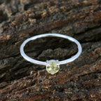 Lemon Quartz Solitaire American 92.5 Silver Yellow Gemstones Minimalist Glamorous Ring Jewellery