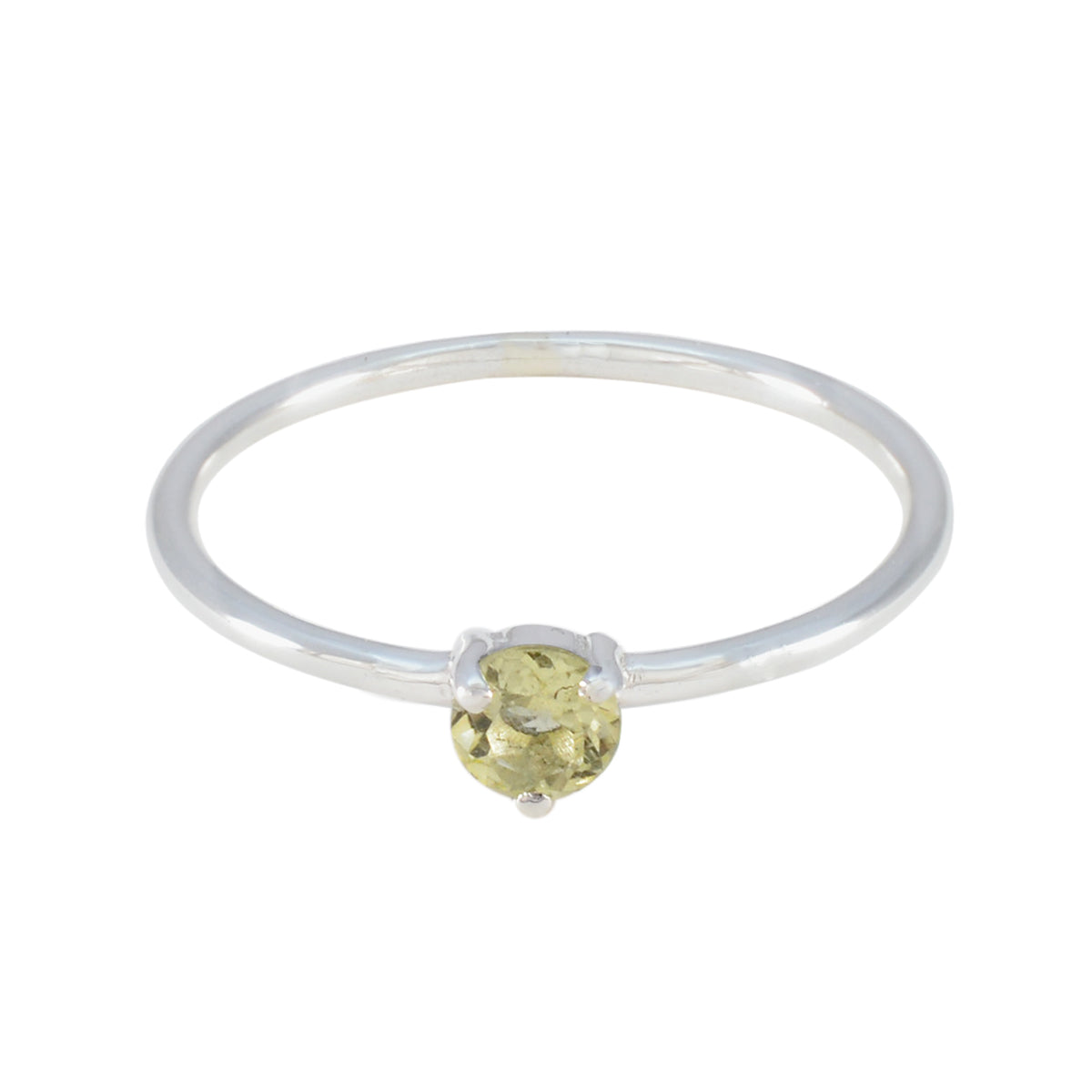 Lemon Quartz Solitaire American 92.5 Silver Yellow Gemstones Minimalist Glamorous Ring Jewellery