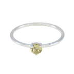 Lemon Quartz Solitaire American 92.5 Silver Yellow Gemstones Minimalist Glamorous Ring Jewellery