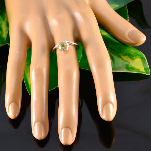 Lemon Quartz Solitaire American 925 Silver Yellow Gemstones Delicate Sophisticated Ring Jewelry