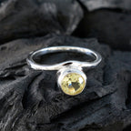 Lemon Quartz Solitaire American 925 Silver Yellow Gemstones Delicate Sophisticated Ring Jewelry