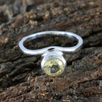 Lemon Quartz Solitaire American 925 Silver Yellow Gemstones Delicate Sophisticated Ring Jewelry