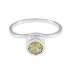 Lemon Quartz Solitaire American 925 Silver Yellow Gemstones Delicate Sophisticated Ring Jewelry
